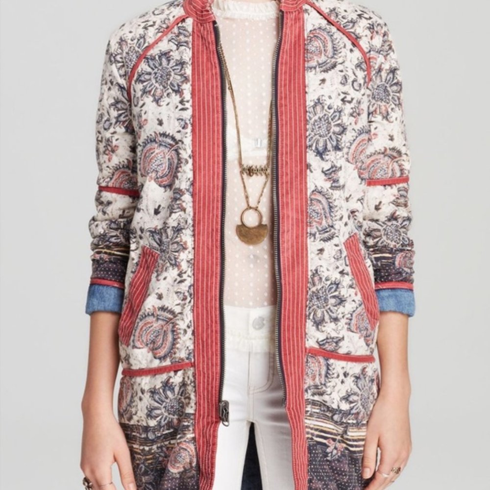 Free People Reversible Paisley Quilted Coat size M
